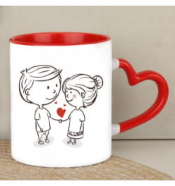 Heart Handle Red Mug