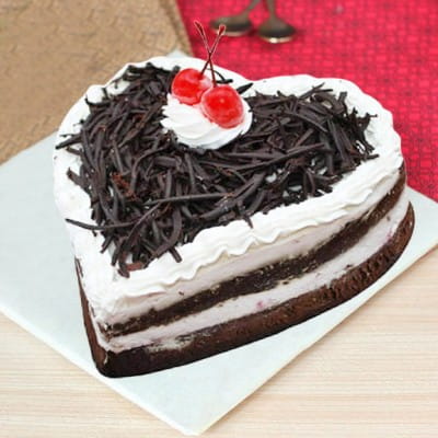 Delicious Black Forest  Heart Shaped Delight Cake