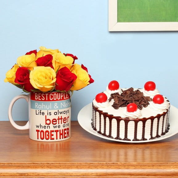 Flowers N Personalised Mug Gift Set