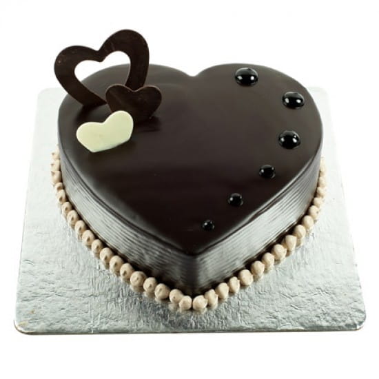 Traditional Heart-Shaped Chocolate Cake
