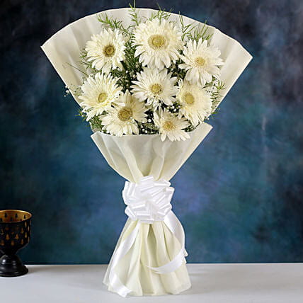 Pure White Gerbera Bunch