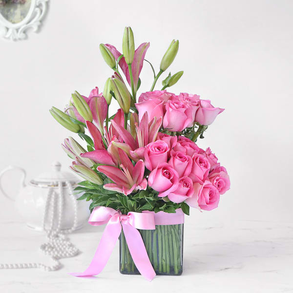 Vase with Pink Flowers